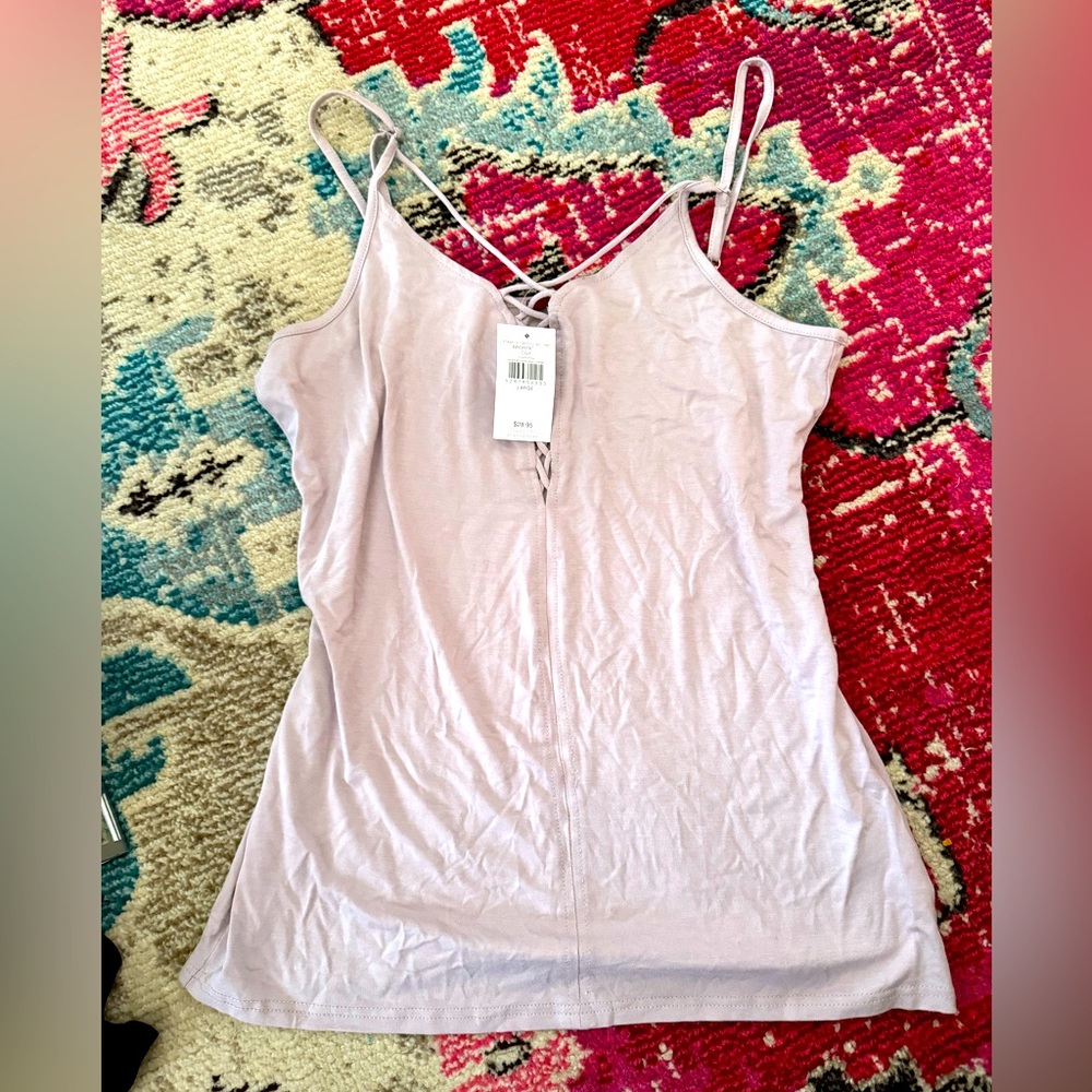 Women’s cloud gray strappy lace up BKE tank
